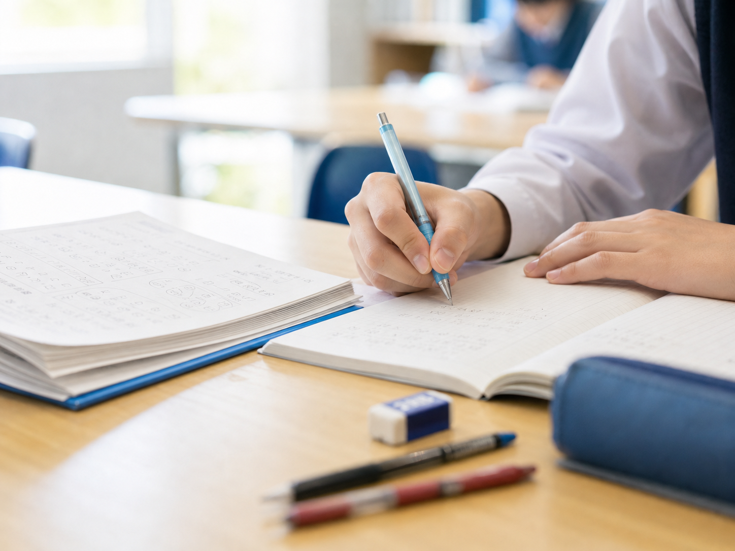 集中して勉強に取り組む生徒